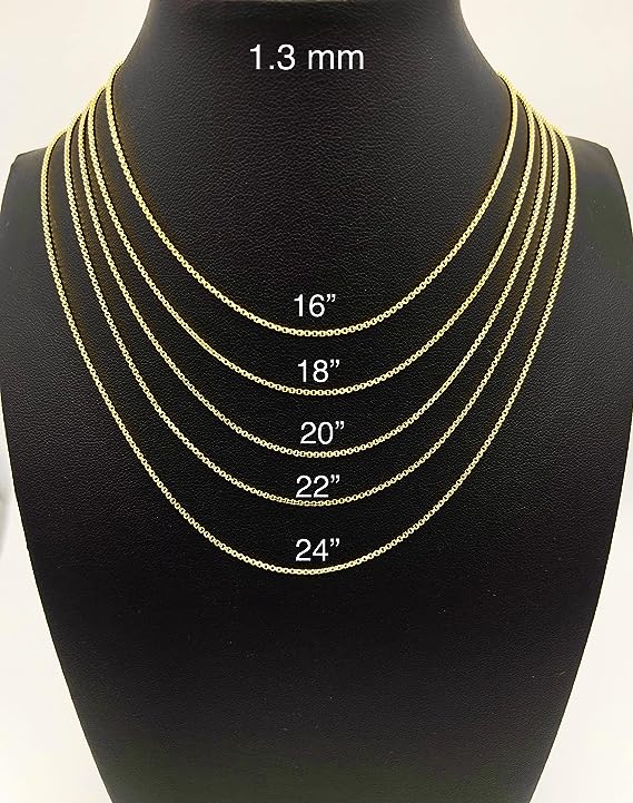 14K Yellow Gold Round Box Chain Diamond Cut Necklace