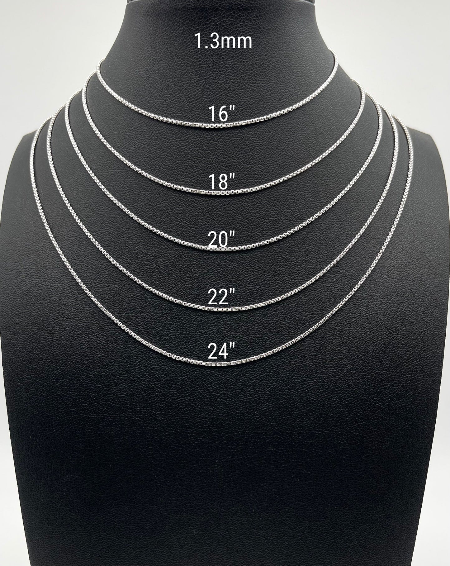 14K White Gold Round Box Chain Diamond Cut Necklace