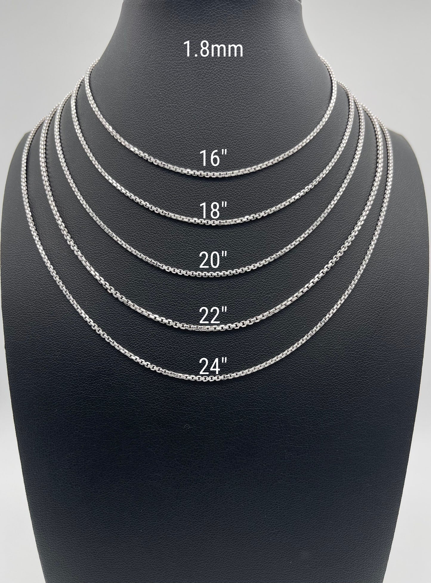 14K White Gold Round Box Chain Diamond Cut Necklace