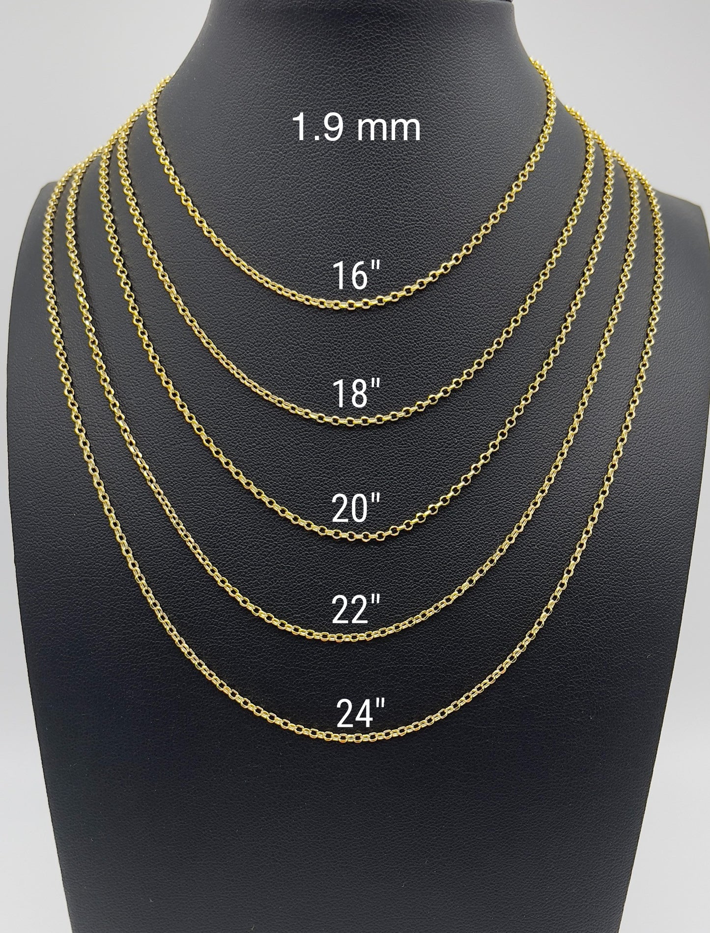 14K Yellow Gold Rolo Link Chain Diamond Cut Necklace