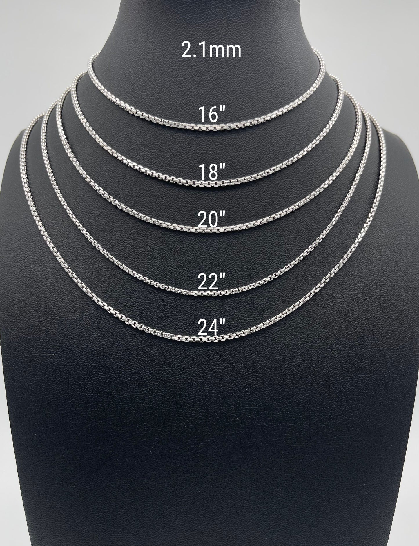 14K White Gold Round Box Chain Diamond Cut Necklace
