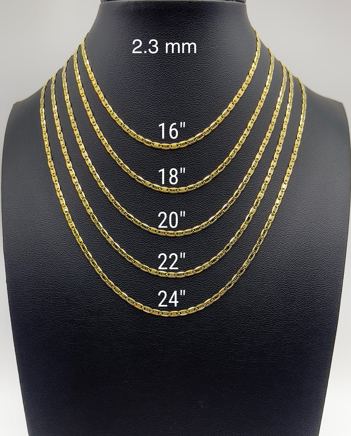 14K Yellow Gold Diamond Cut Valentino Link Chain Necklace