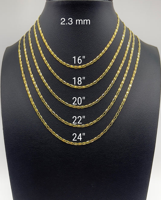 14K Yellow Gold Diamond Cut Valentino Link Chain Necklace