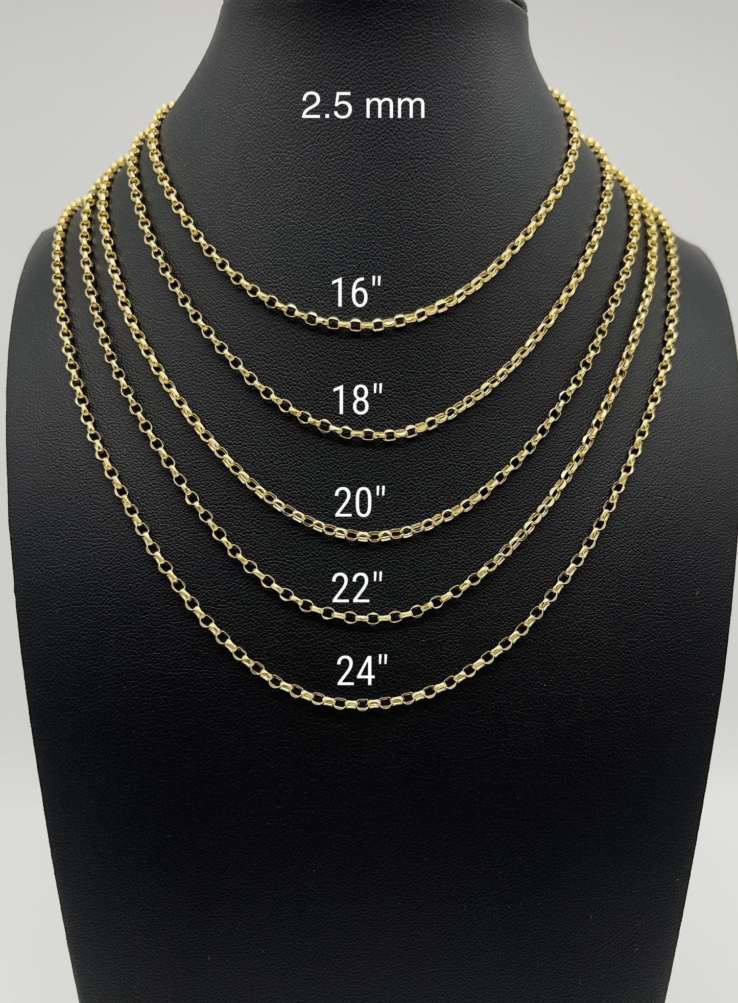 14K Yellow Gold Rolo Link Chain Diamond Cut Necklace