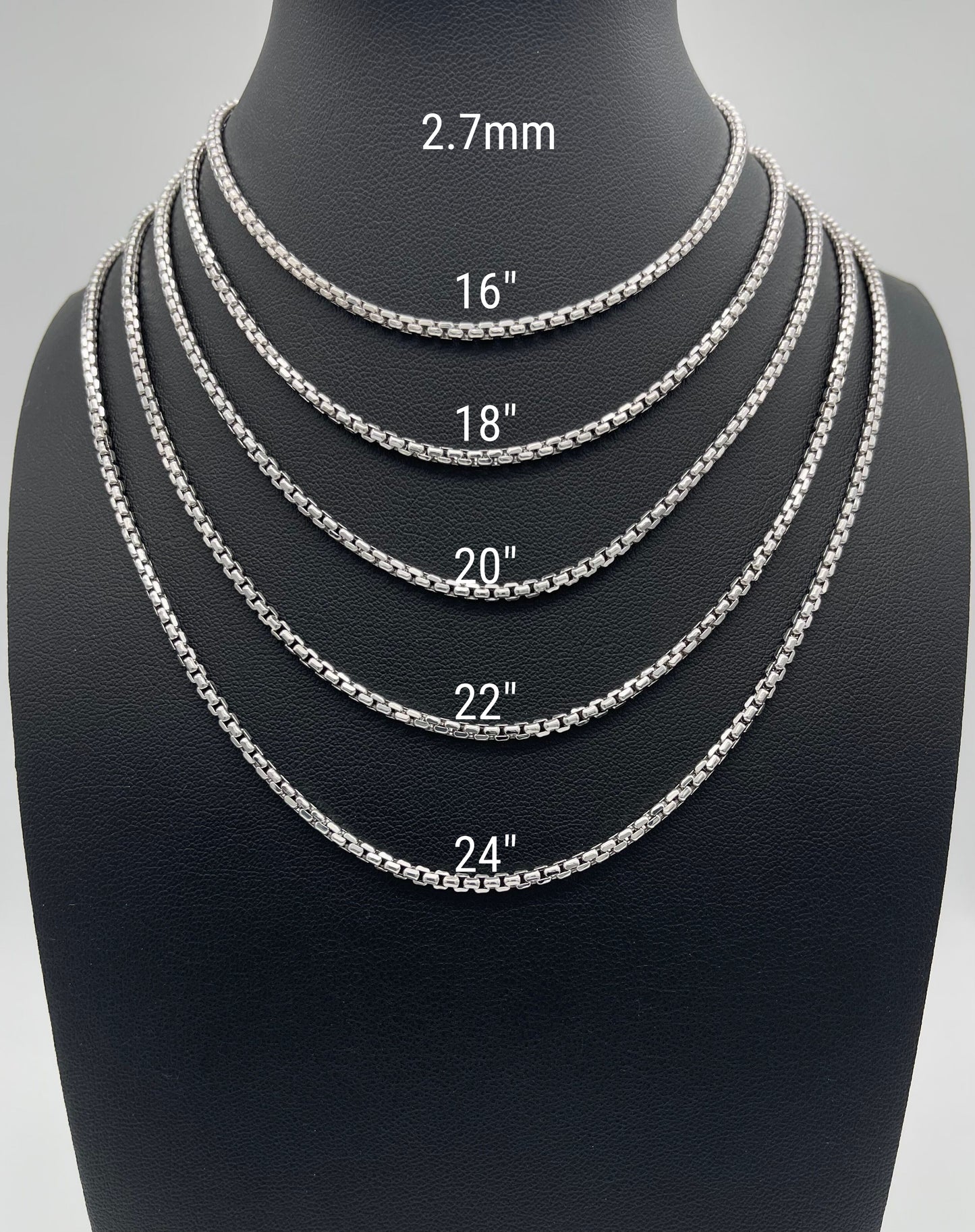 14K White Gold Round Box Chain Diamond Cut Necklace
