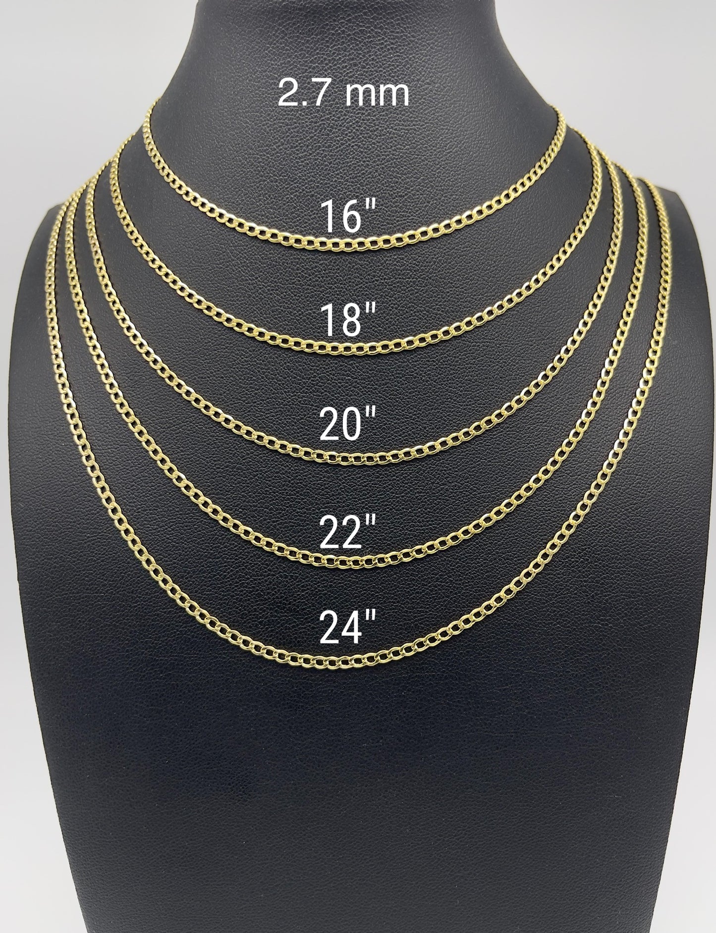 14K Yellow Gold Cuban Open Link Chain Diamond Cut Necklace