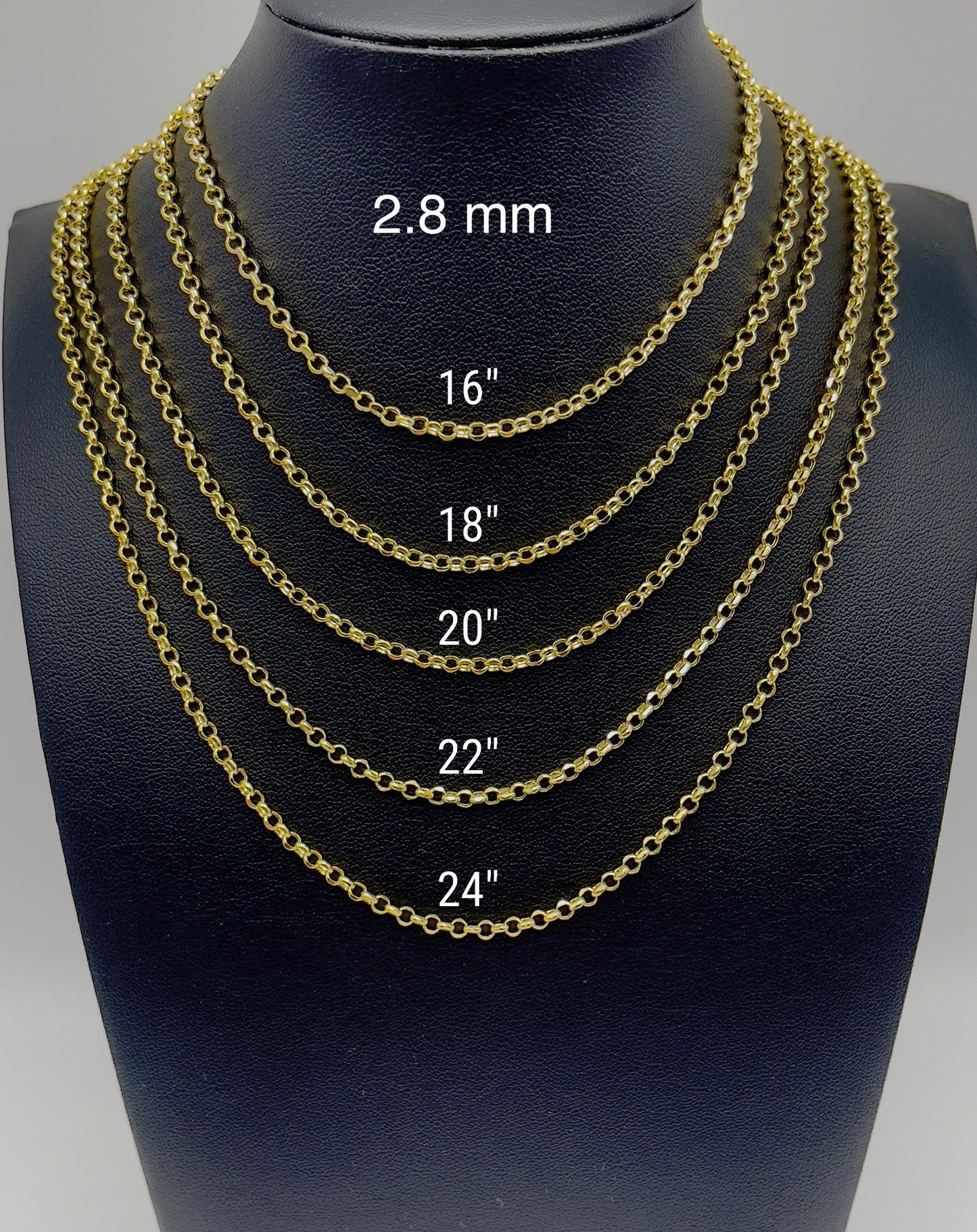 14K Yellow Gold Rolo Link Chain Diamond Cut Necklace