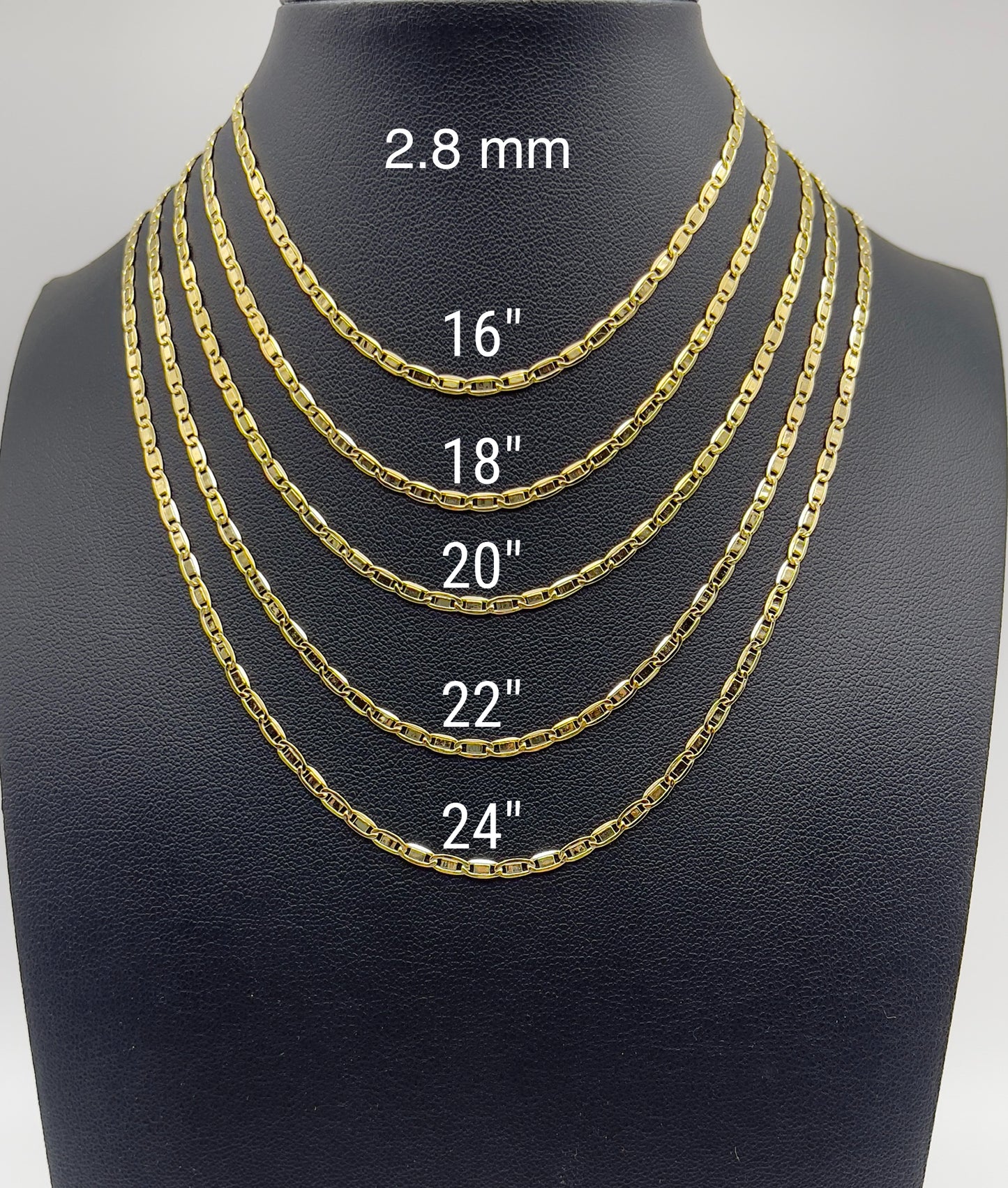 14K Yellow Gold Diamond Cut Valentino Link Chain Necklace