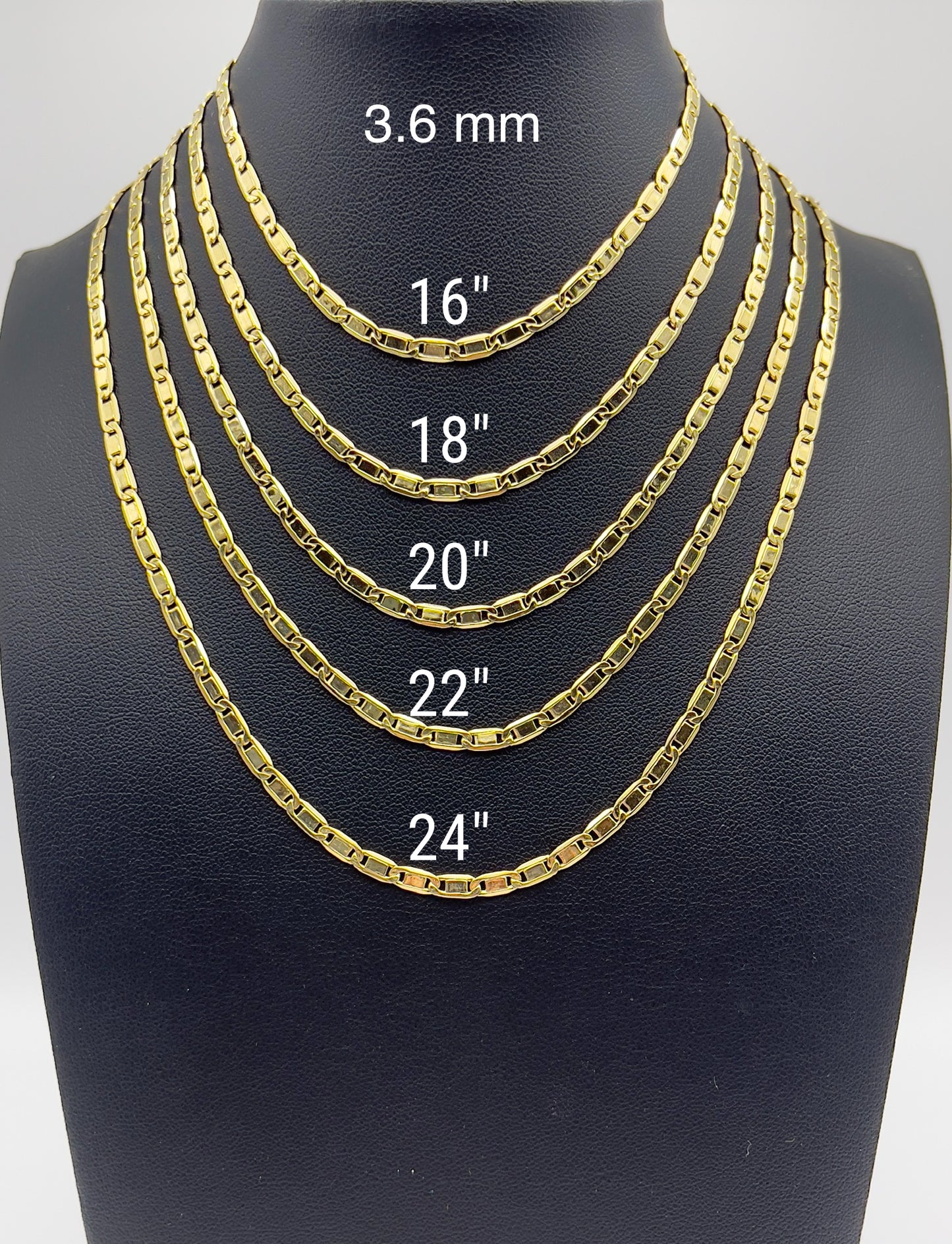 14K Yellow Gold Diamond Cut Valentino Link Chain Necklace