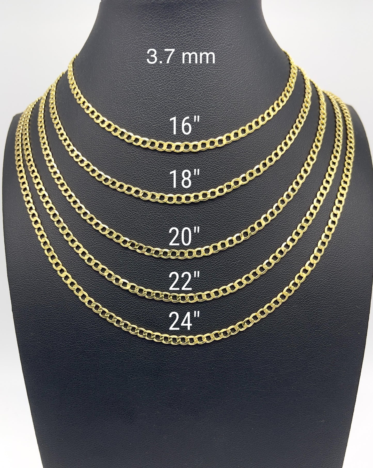 14K Yellow Gold Cuban Open Link Chain Diamond Cut Necklace