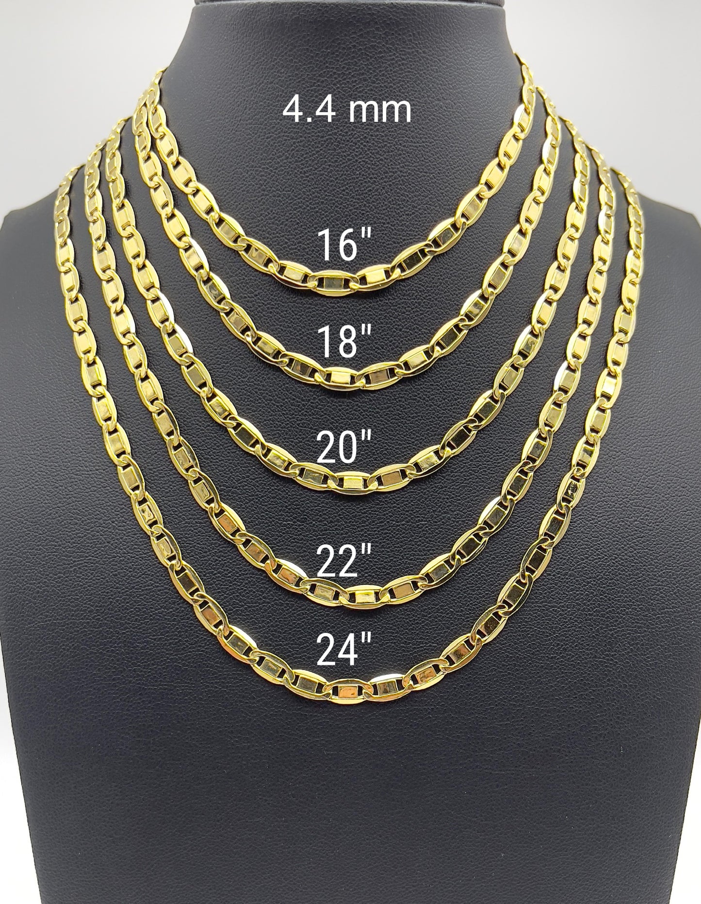 14K Yellow Gold Diamond Cut Valentino Link Chain Necklace
