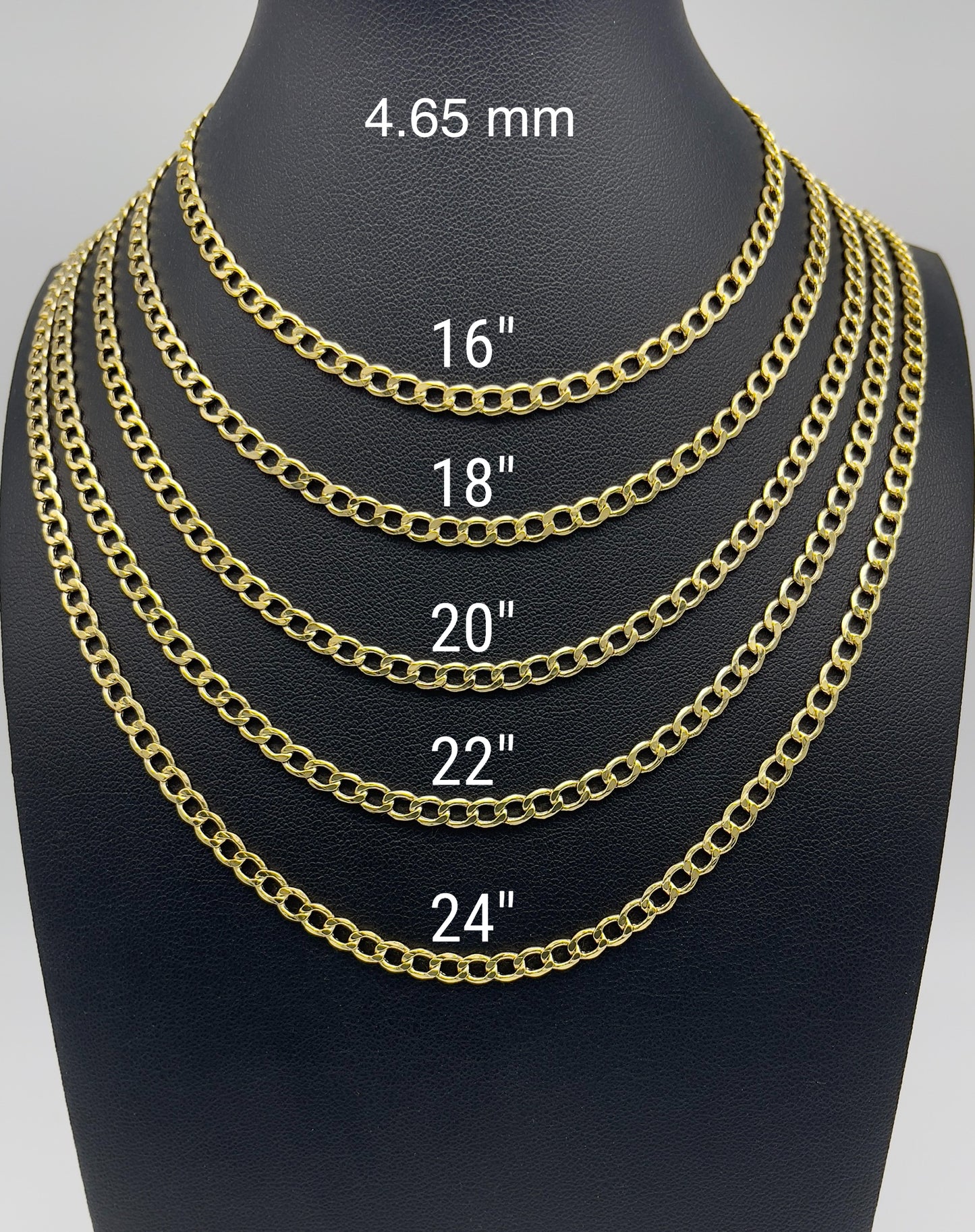 14K Yellow Gold Cuban Open Link Chain Diamond Cut Necklace