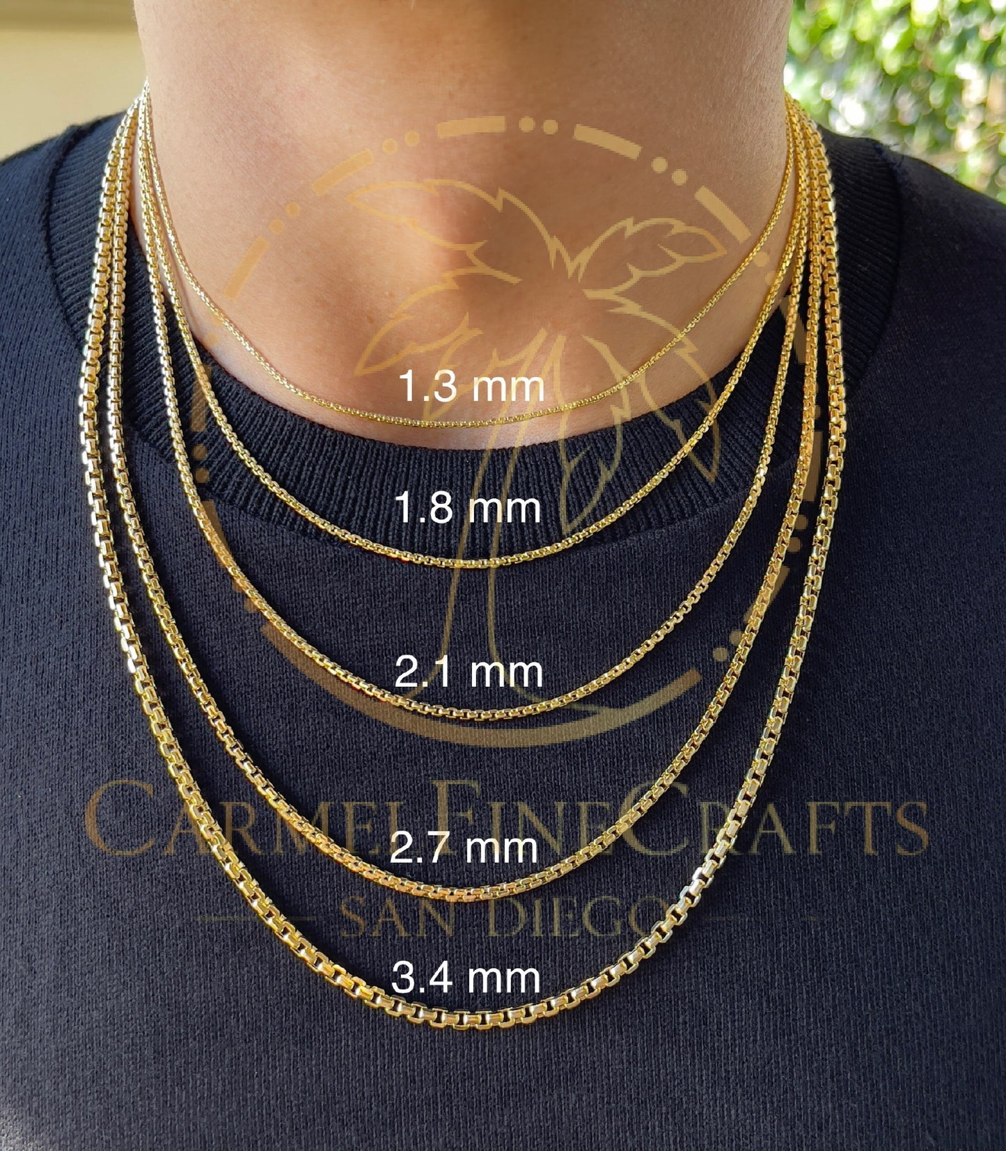 14K Yellow Gold Round Box Chain Diamond Cut Necklace
