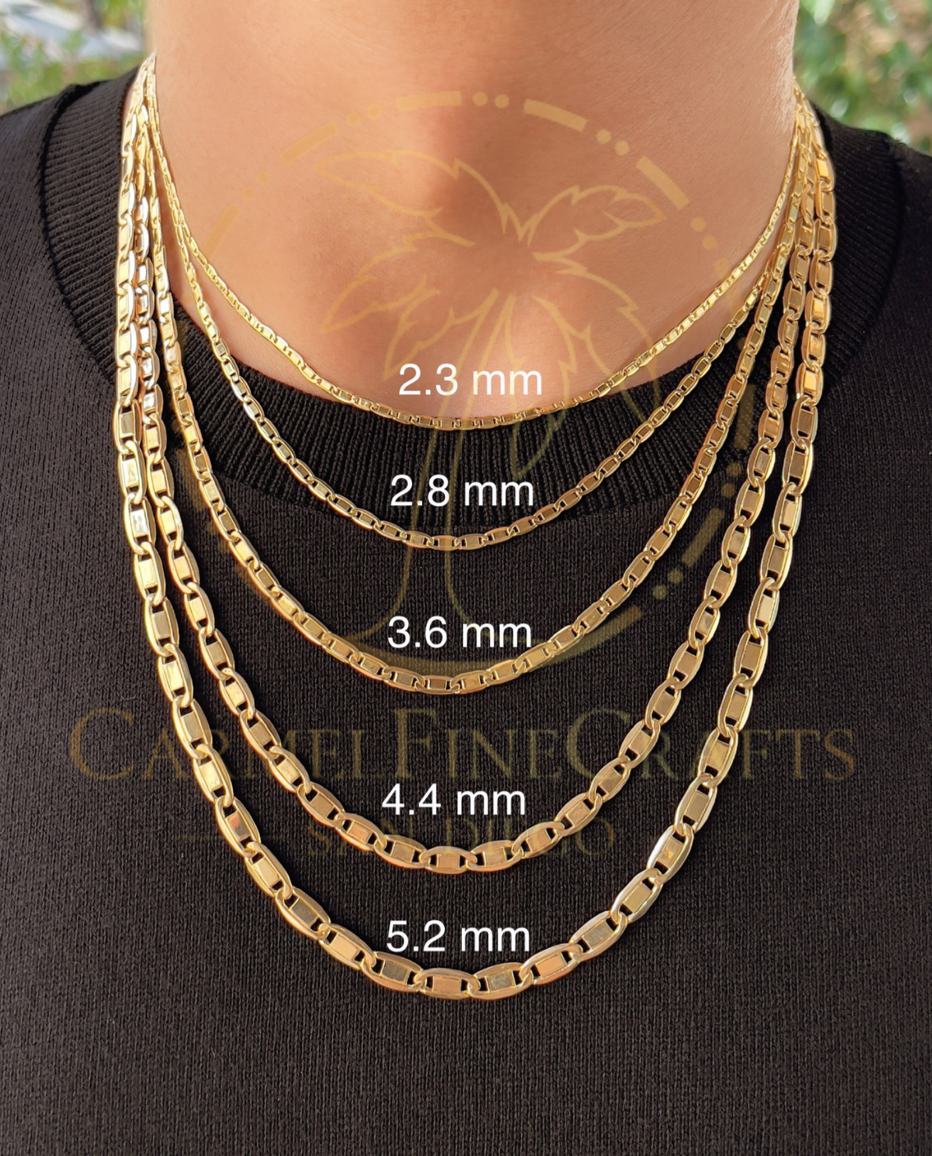 14K Yellow Gold Diamond Cut Valentino Link Chain Necklace