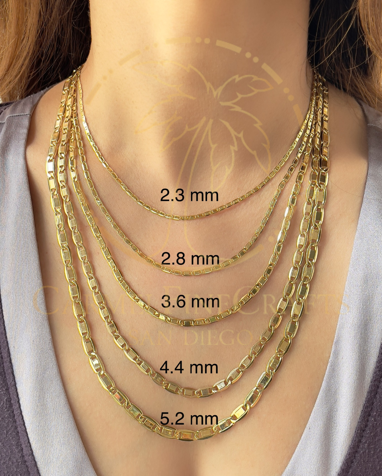 14K Yellow Gold Diamond Cut Valentino Link Chain Necklace