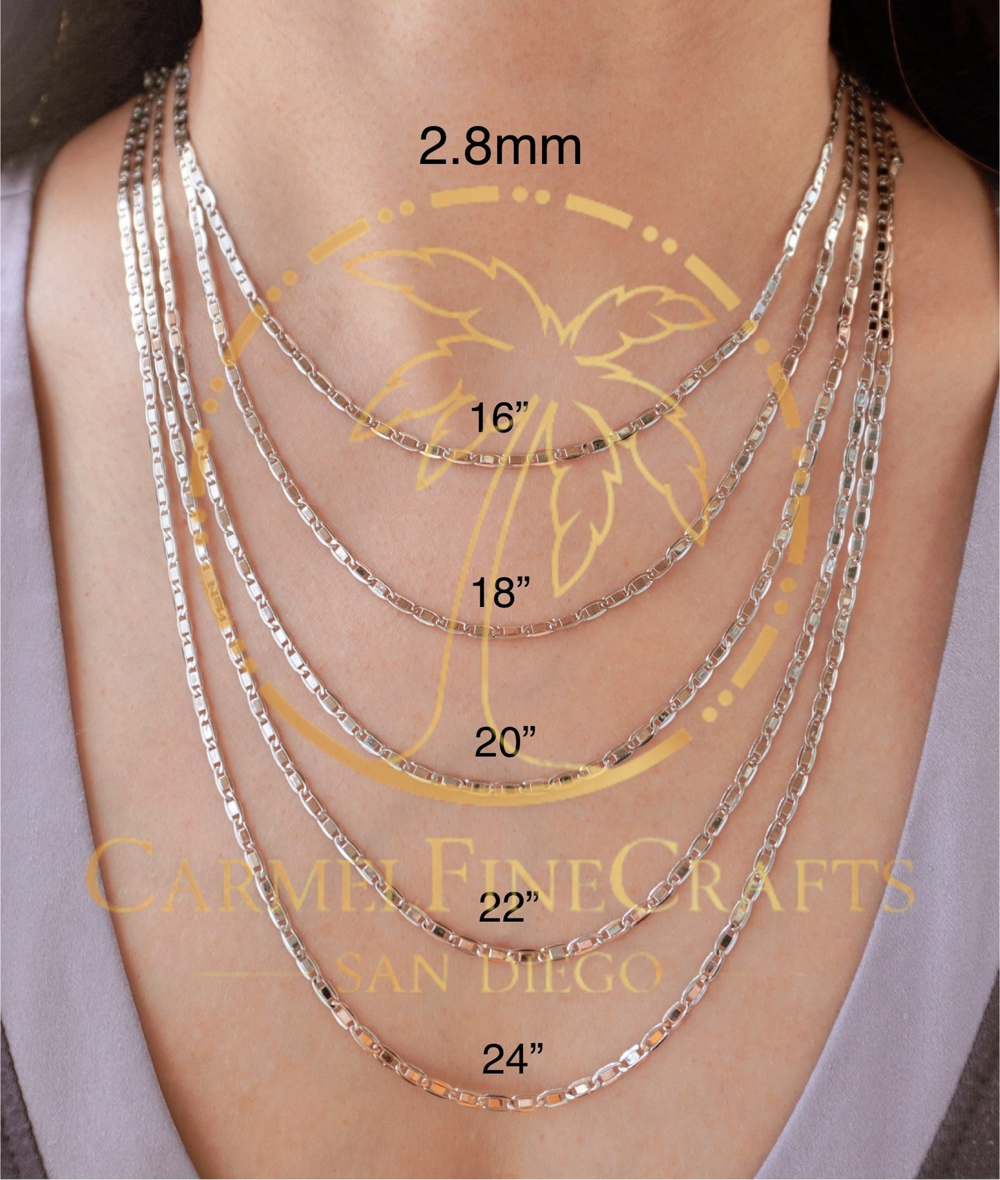 14K White Gold Diamond Cut Valentino Link Chain Necklace