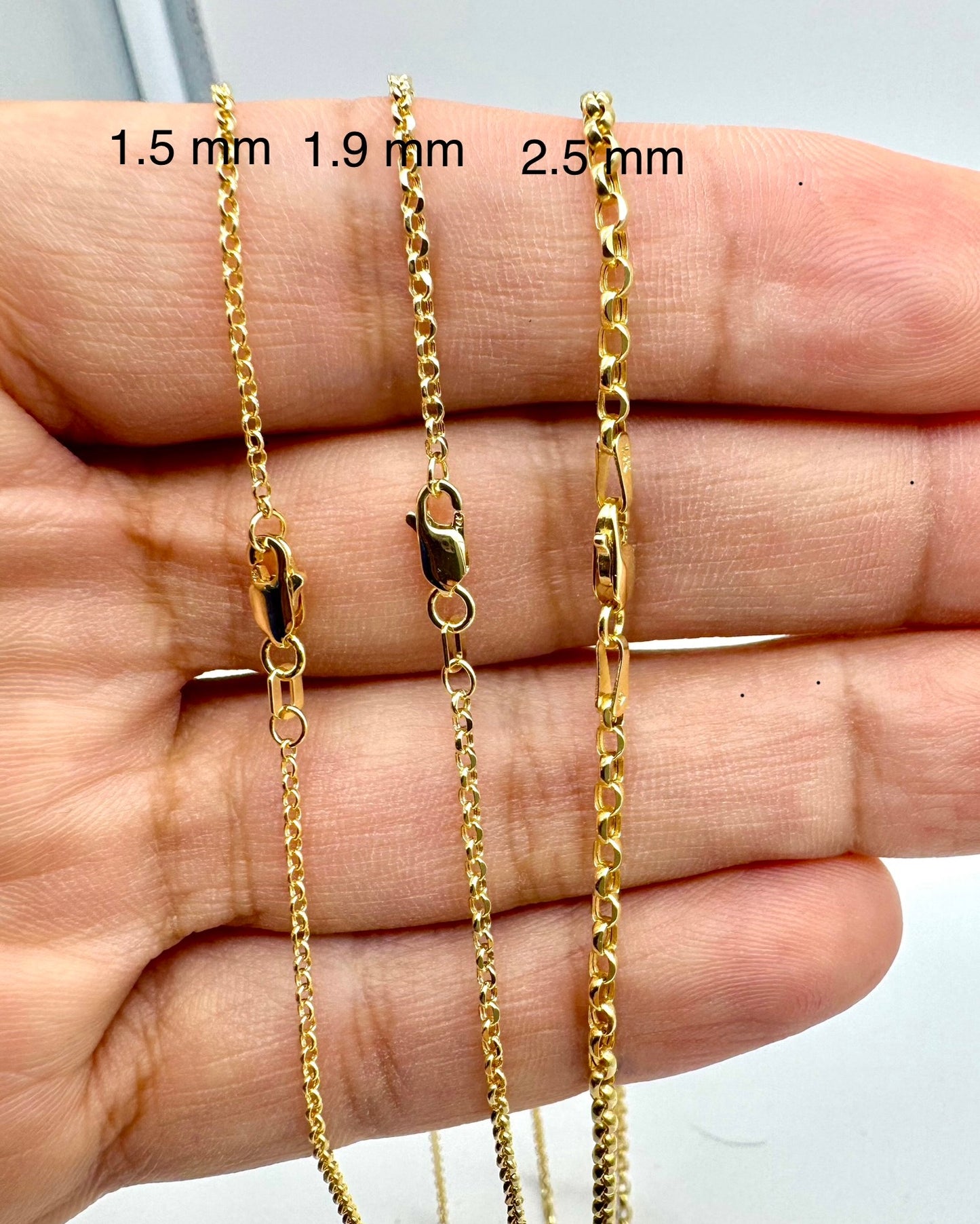 14K Yellow Gold Rolo Link Chain Diamond Cut Necklace