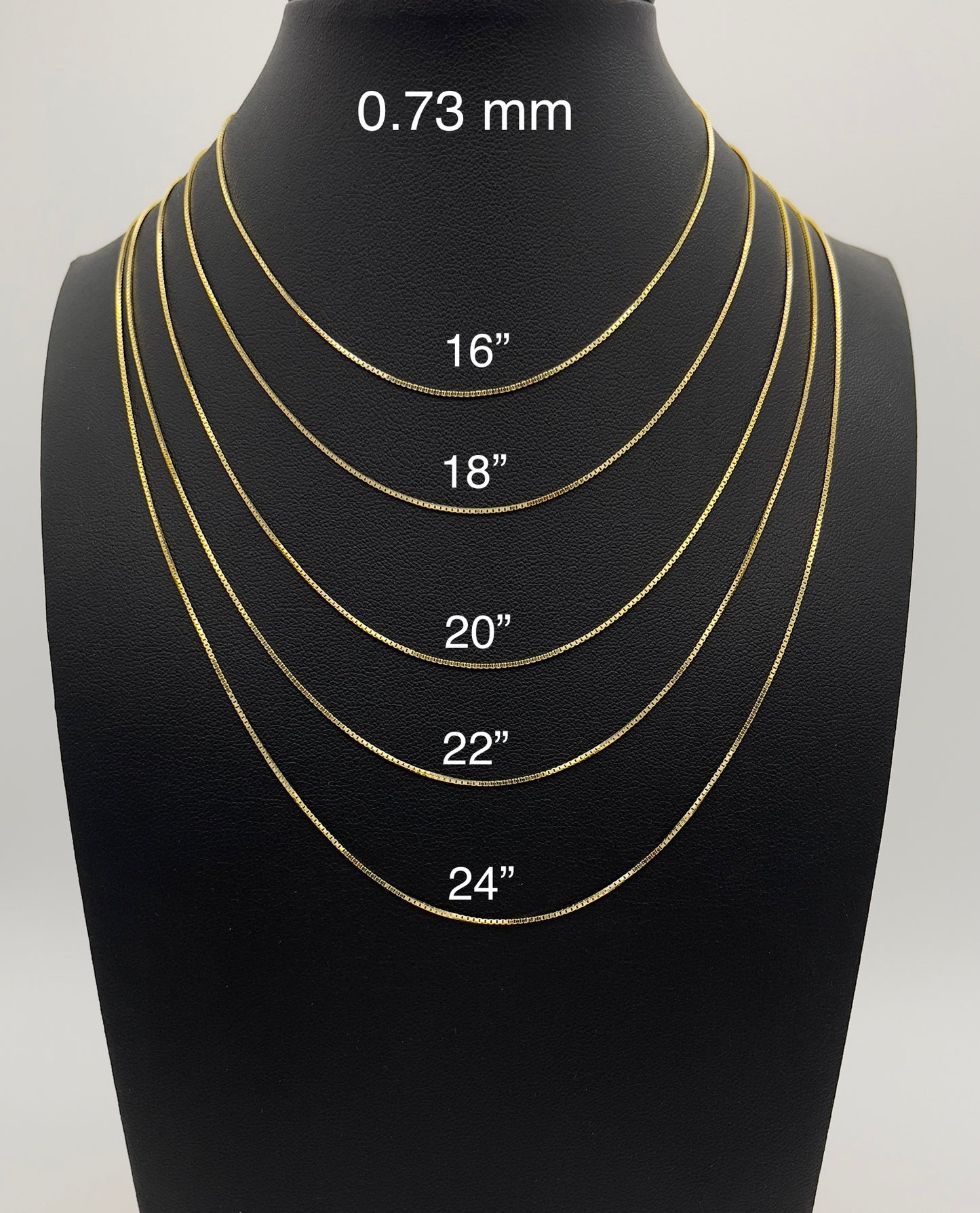14K Solid Gold Box Link Chain Necklace Diamond Cut Thin Chain