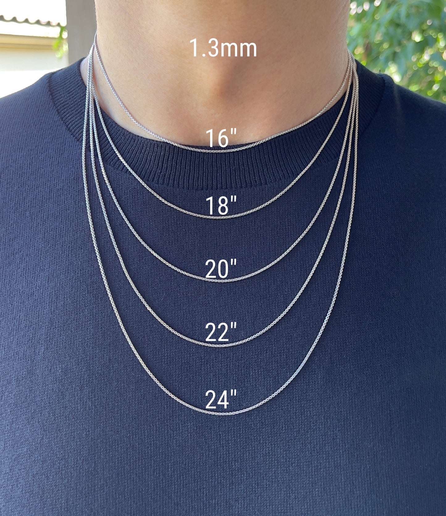 14K White Gold Round Box Chain Diamond Cut Necklace