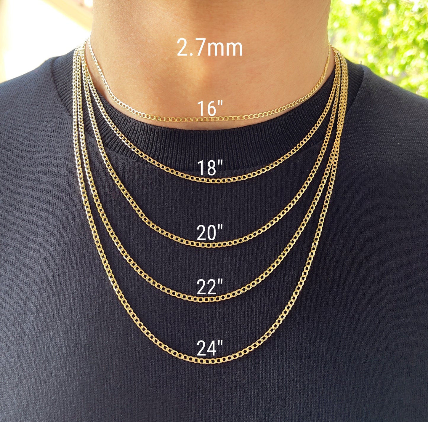 14K Yellow Gold Cuban Open Link Chain Diamond Cut Necklace