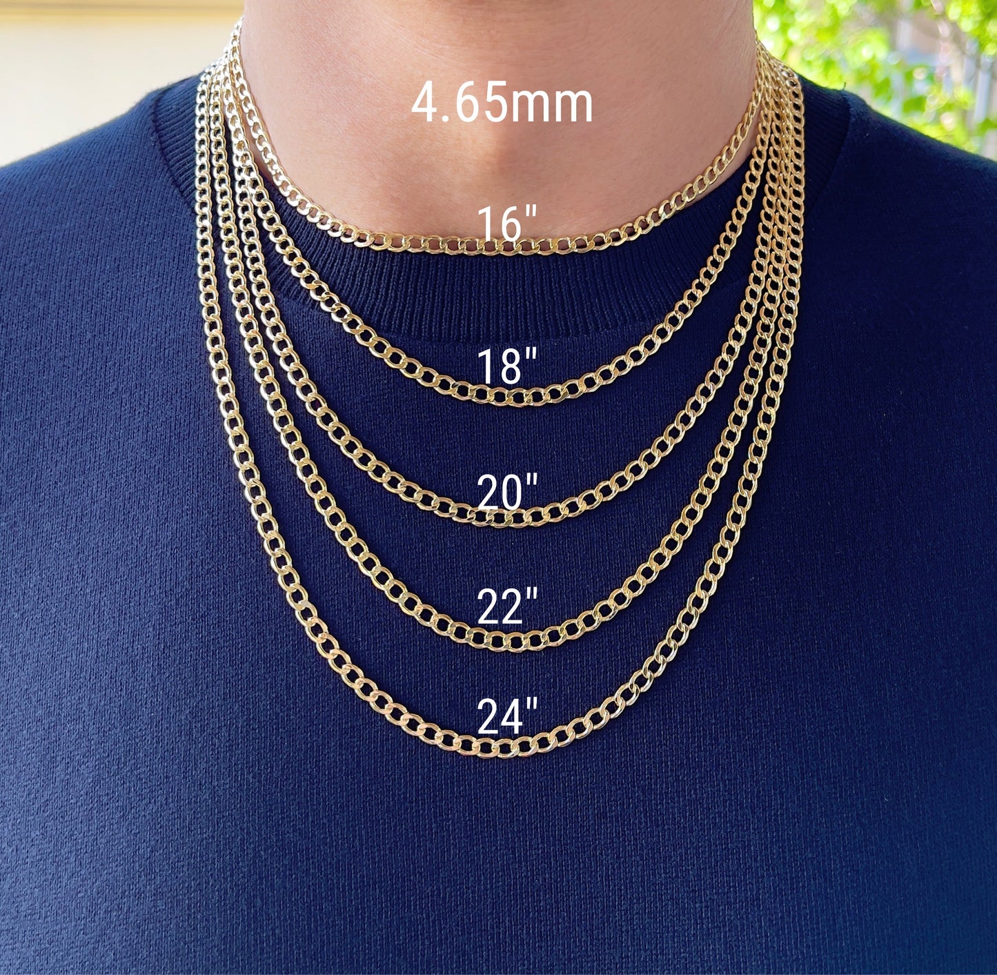 14K Yellow Gold Cuban Open Link Chain Diamond Cut Necklace
