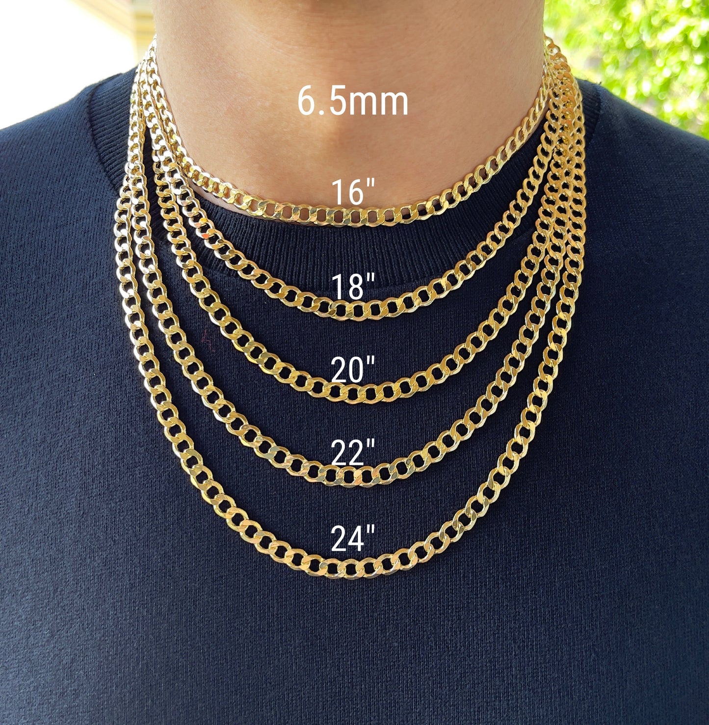14K Yellow Gold Cuban Open Link Chain Diamond Cut Necklace