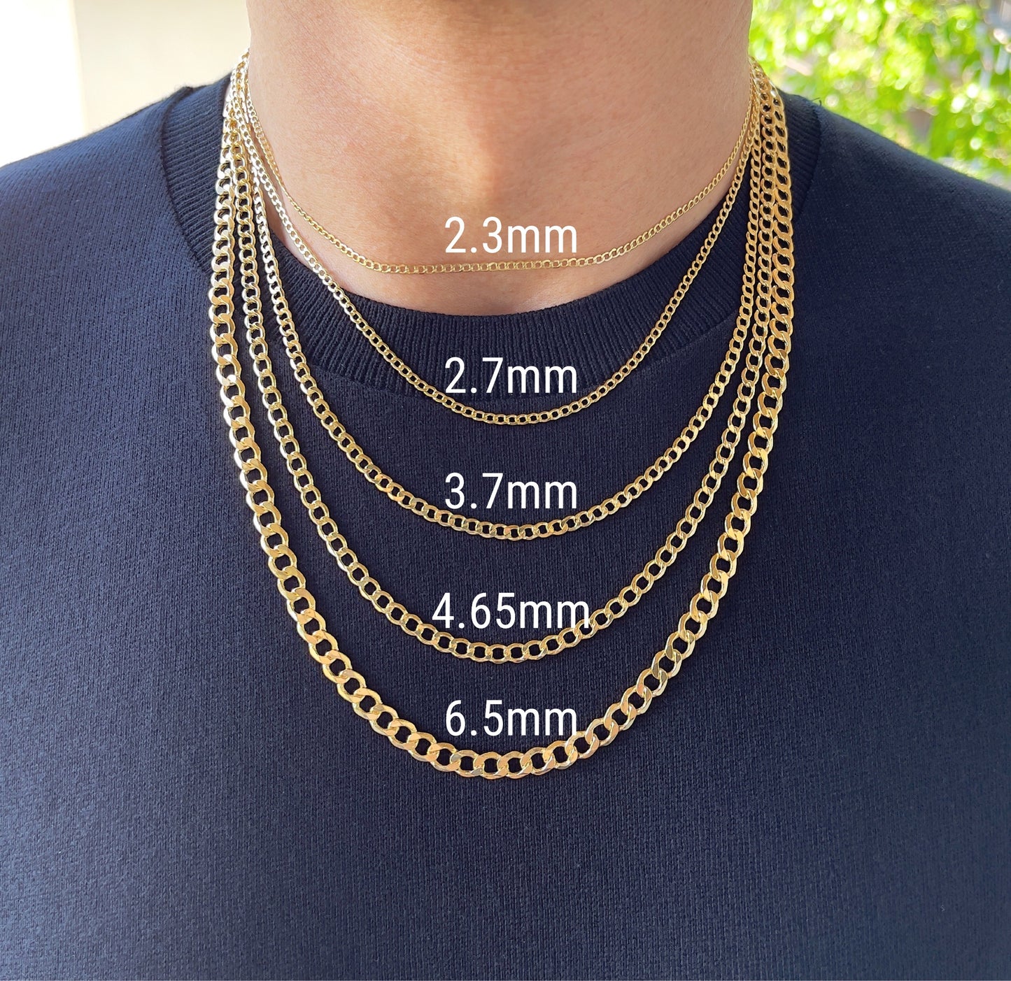 14K Yellow Gold Cuban Open Link Chain Diamond Cut Necklace
