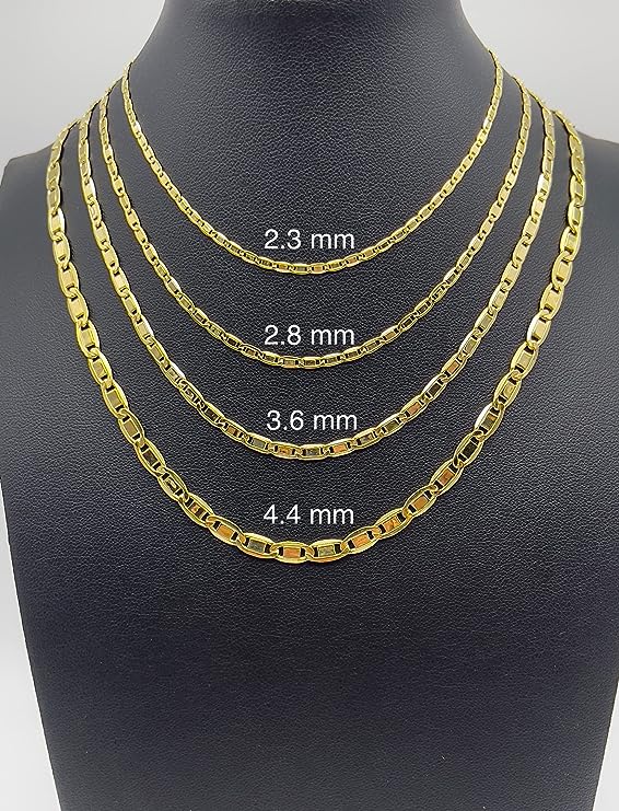 14K Yellow Gold Diamond Cut Valentino Link Chain Necklace