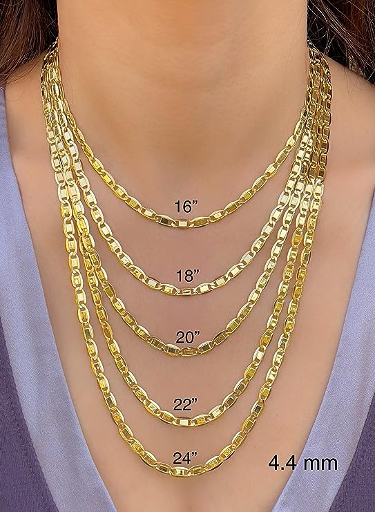 14K Yellow Gold Diamond Cut Valentino Link Chain Necklace