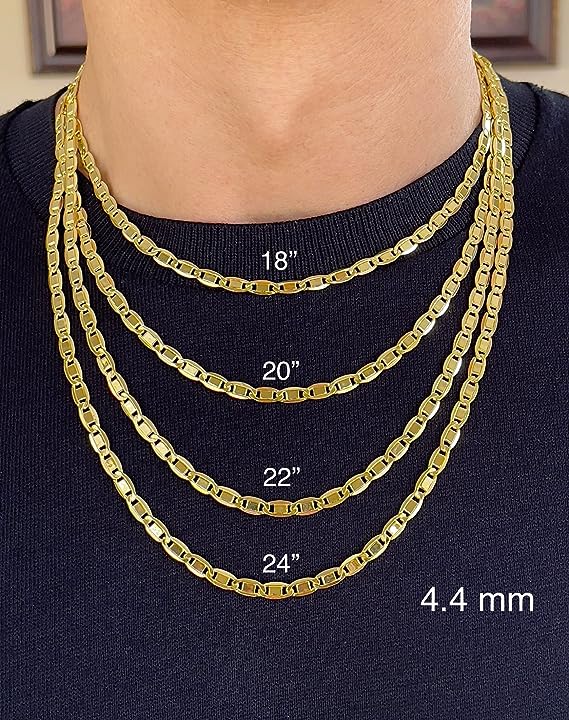 14K Yellow Gold Diamond Cut Valentino Link Chain Necklace