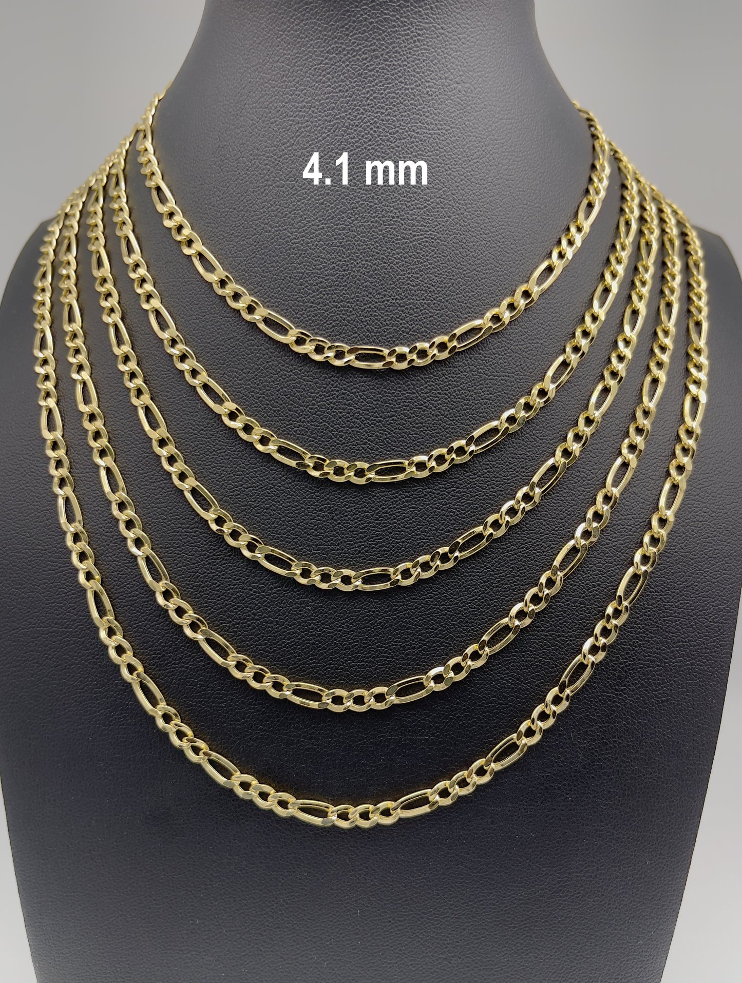 14K Gold Figaro Link Chain Diamond Cut Necklace