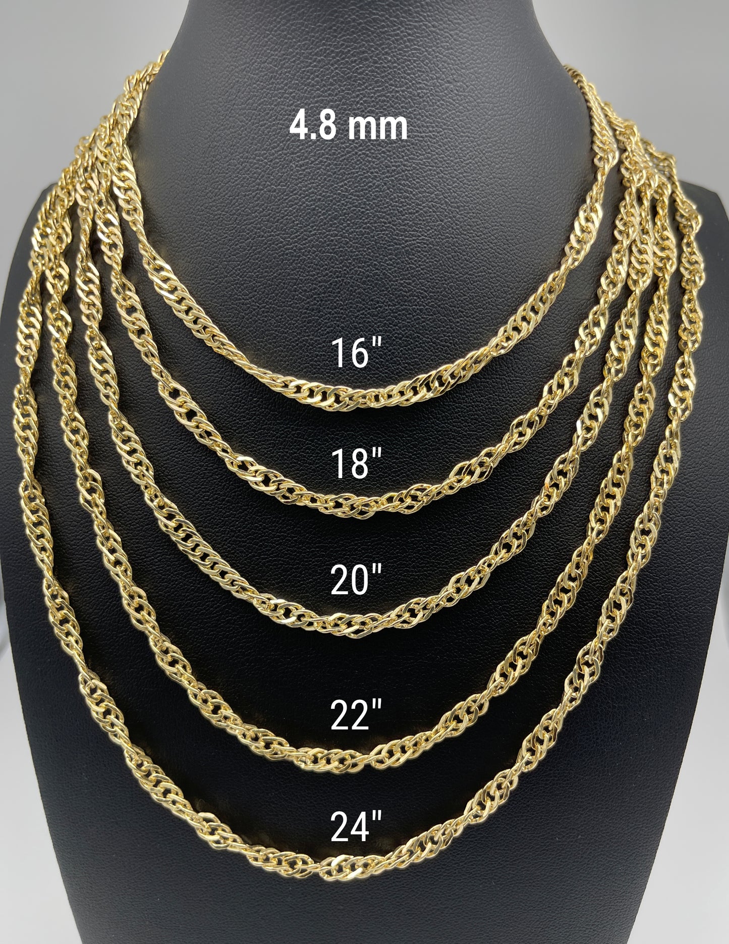 14K Yellow Gold Singapore Chain Diamond Cut Necklace