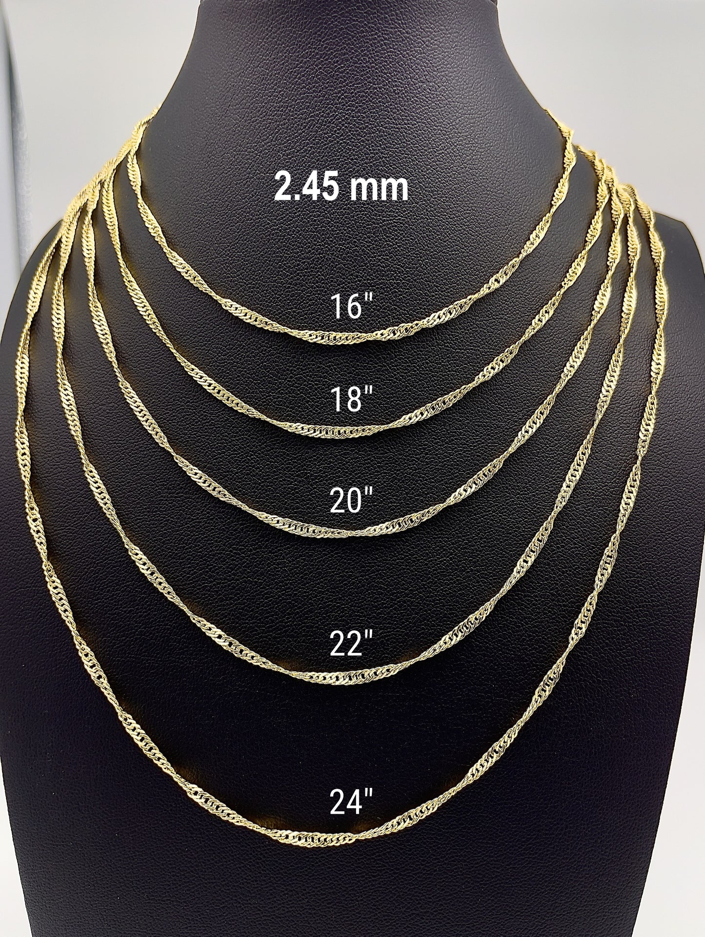 14K Yellow Gold Singapore Chain Diamond Cut Necklace