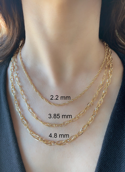 14K Yellow Gold Twisted Designer Chain Diamond Cut Necklace