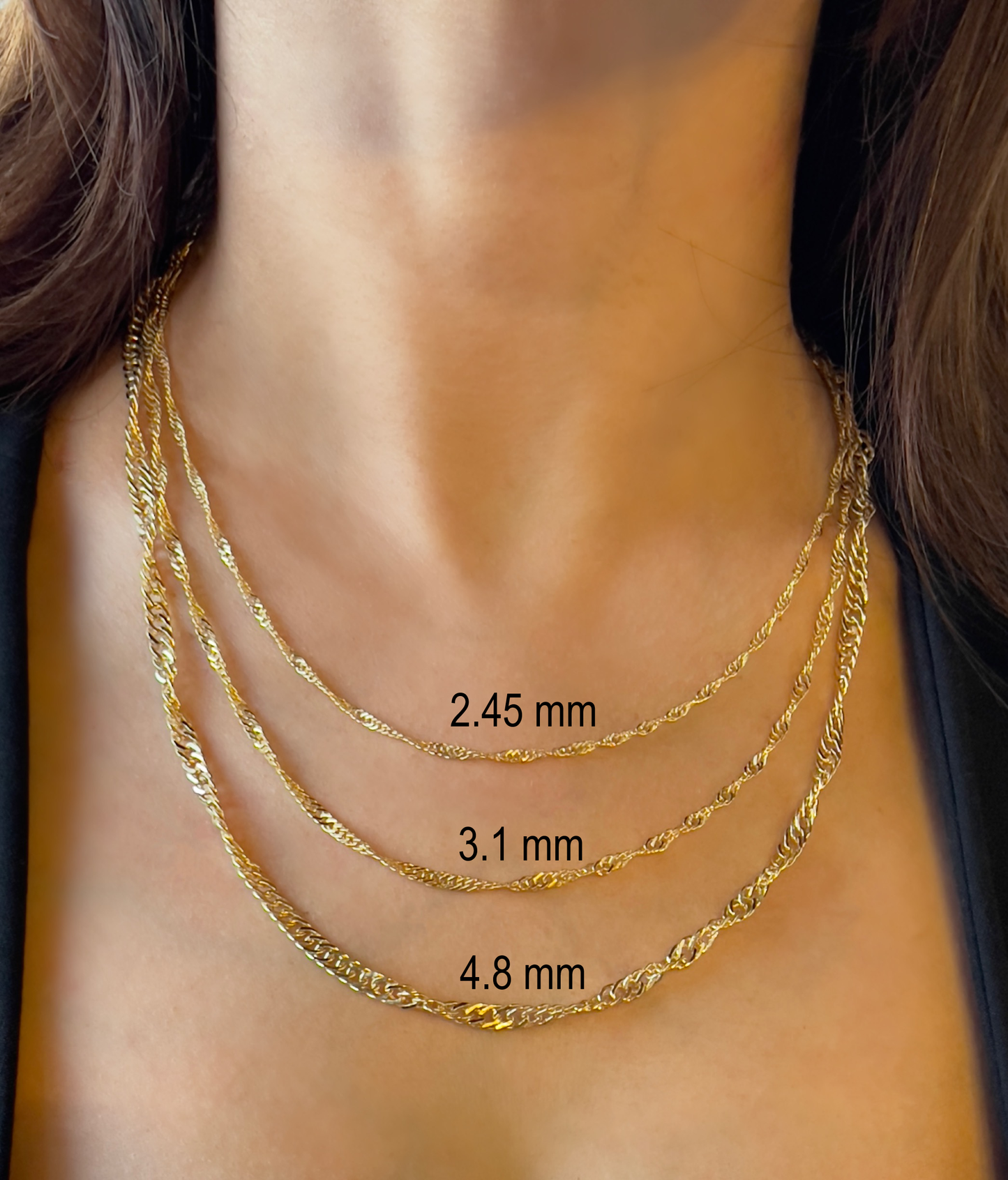 14K Yellow Gold Singapore Chain Diamond Cut Necklace