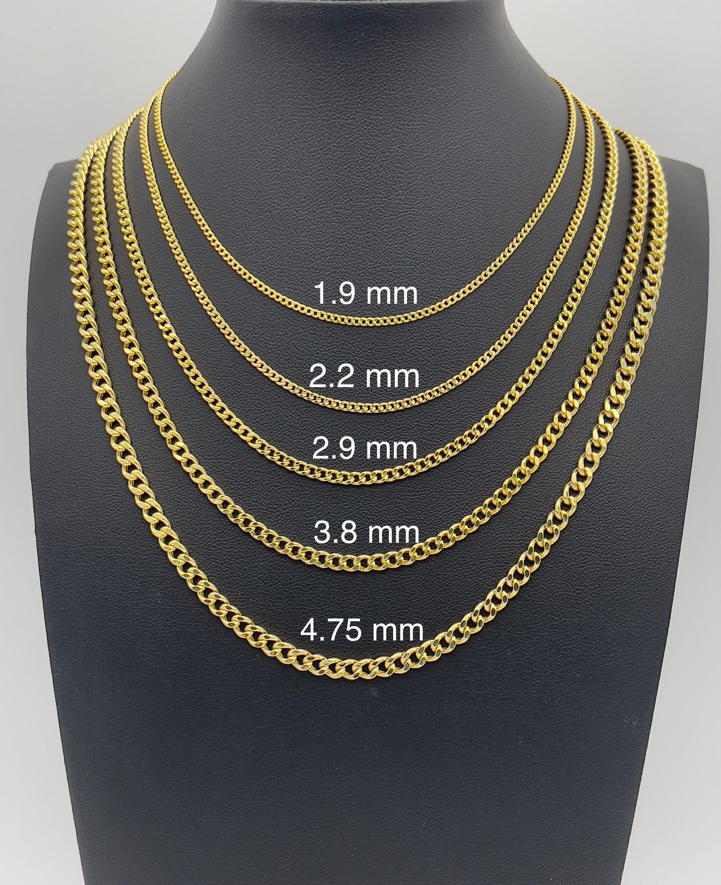 14K Yellow Gold Curb Cuban Link Chain Diamond Cut Necklace