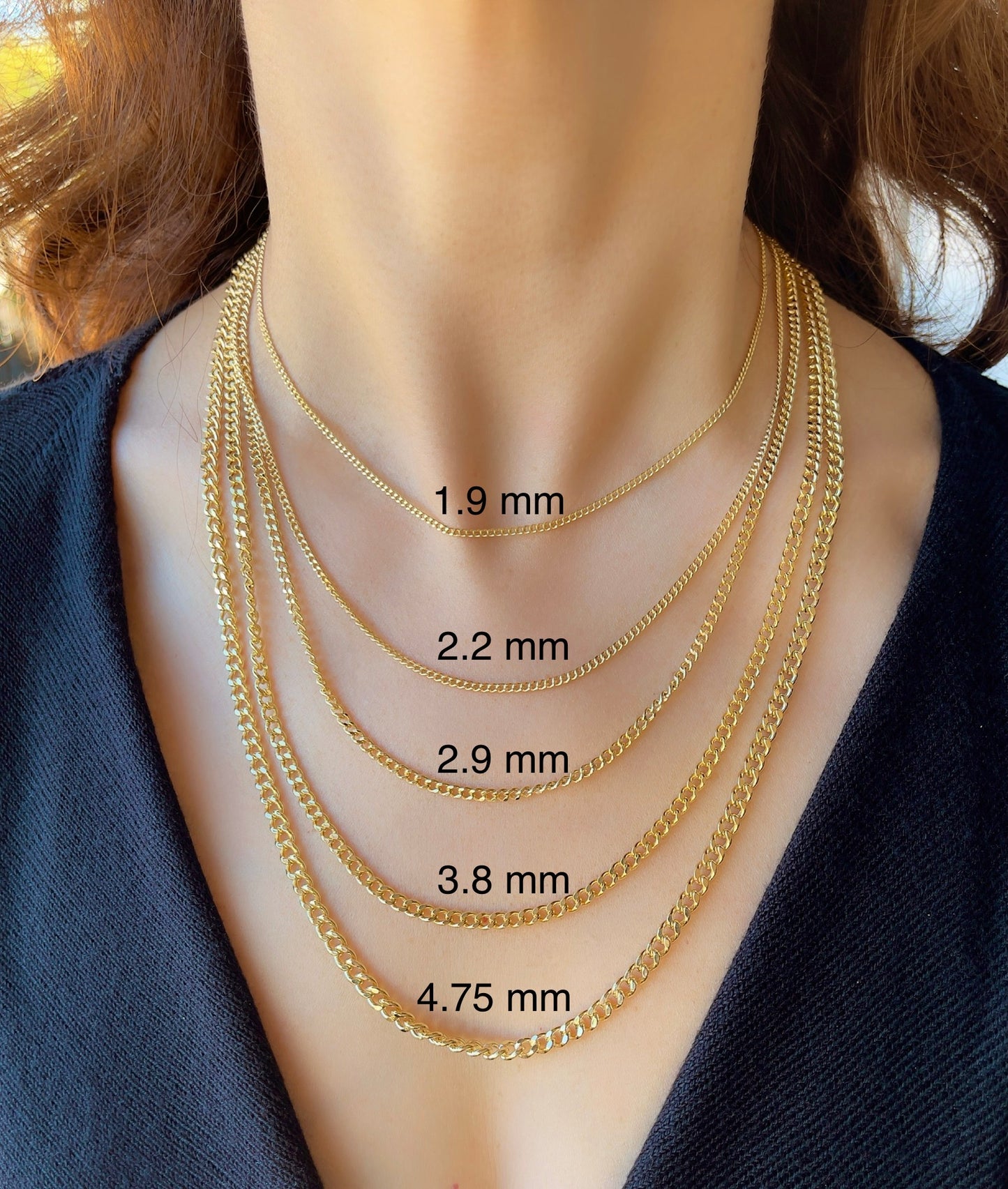 14K Yellow Gold Curb Cuban Link Chain Diamond Cut Necklace