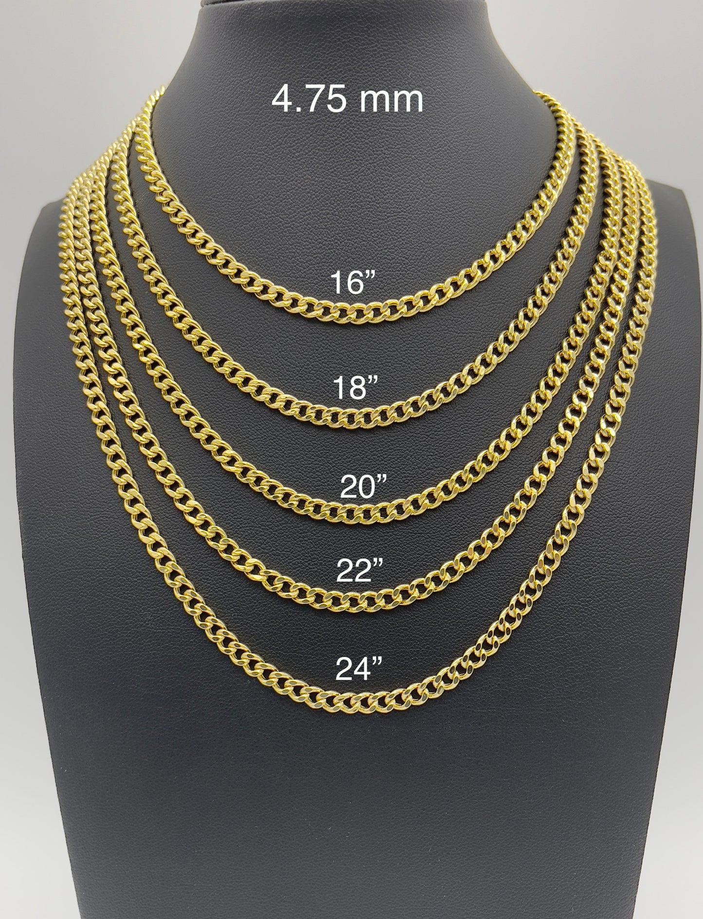 14K Yellow Gold Curb Cuban Link Chain Diamond Cut Necklace