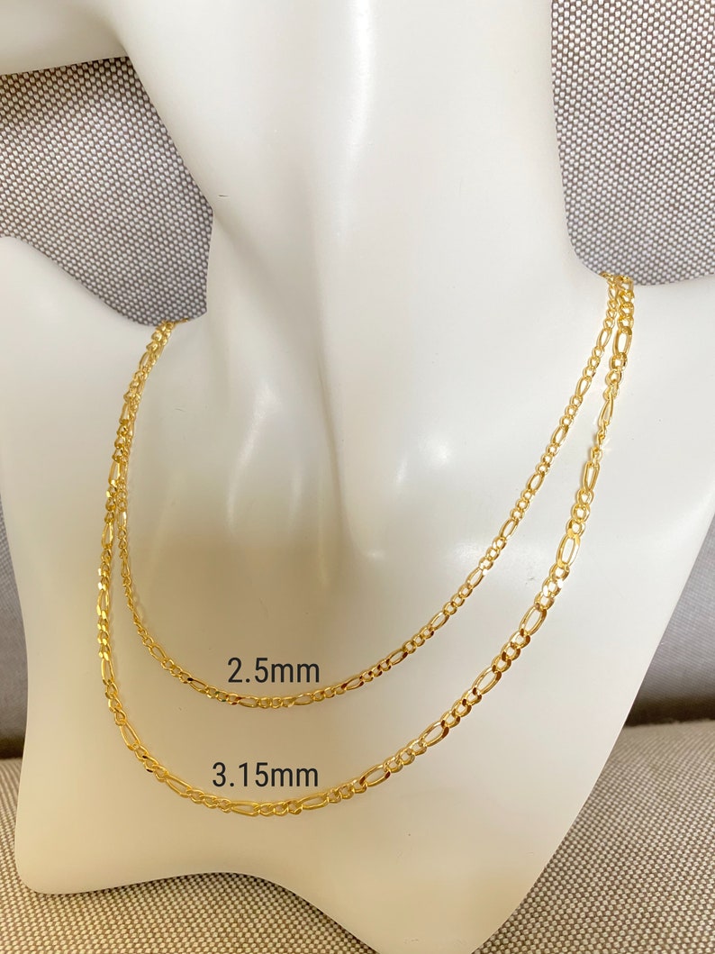 14K Gold Figaro Link Chain Diamond Cut Necklace