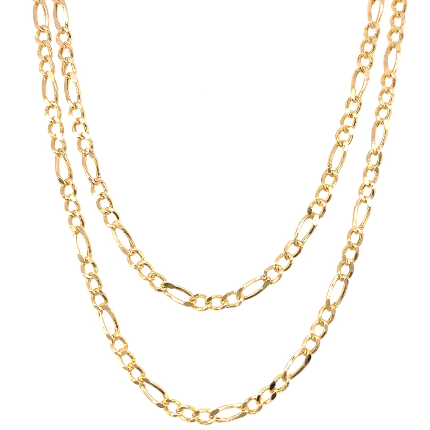 14K Gold Figaro Link Chain Diamond Cut Necklace