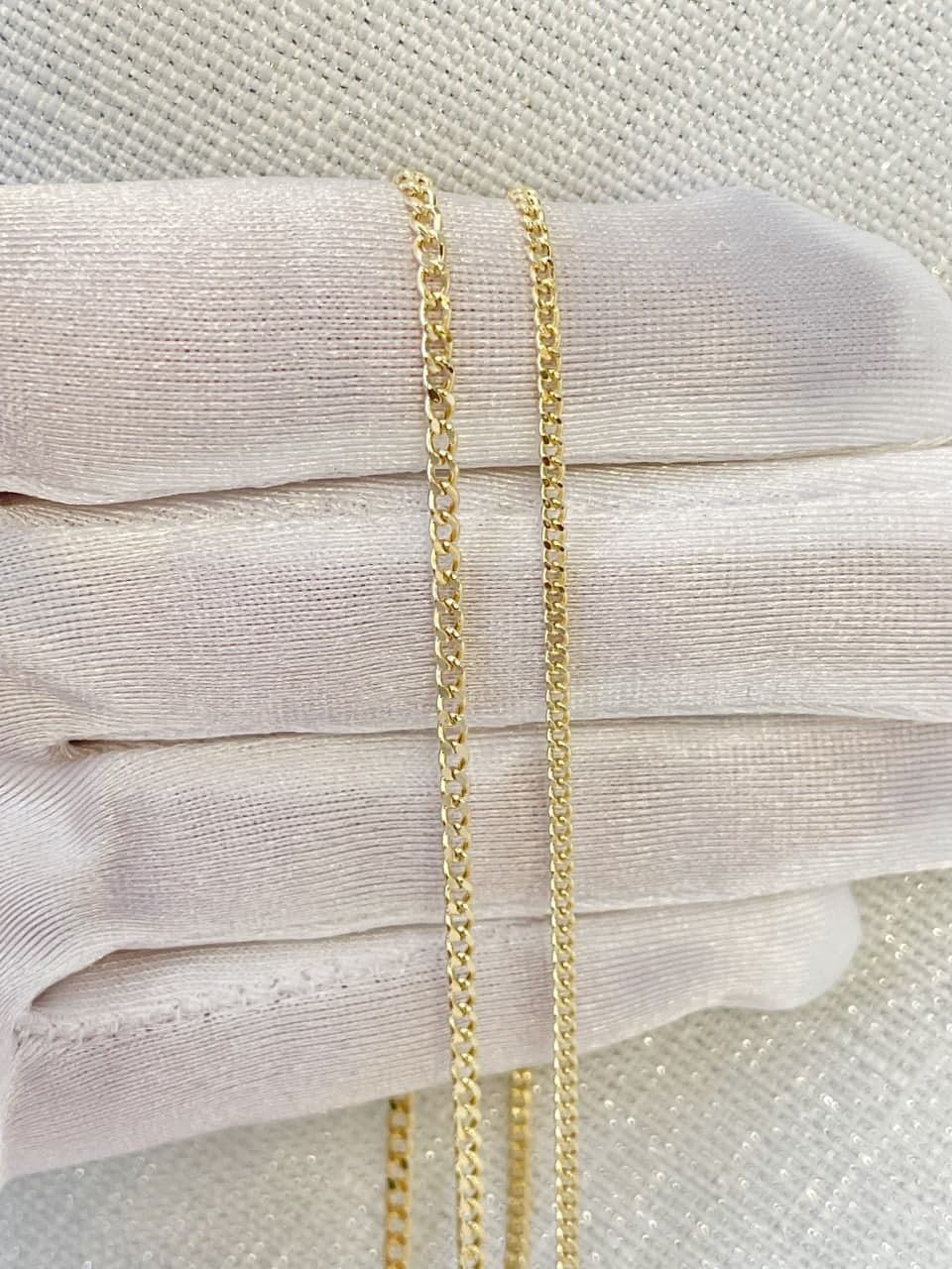 14K Yellow Gold Curb Cuban Link Chain Diamond Cut Necklace